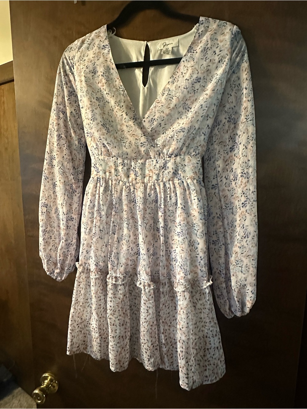 Floral V-Neck Long Sleeve Mini Dress